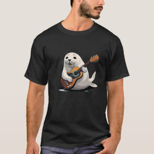 Camiseta Foca Adorable Tocando Guitarra, Foca Guitarrista