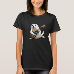Camiseta Foca Adorable Tocando Guitarra, Foca Guitarrista