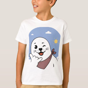 Camiseta Foca guiñando con bandana haciendo el signo Shaka