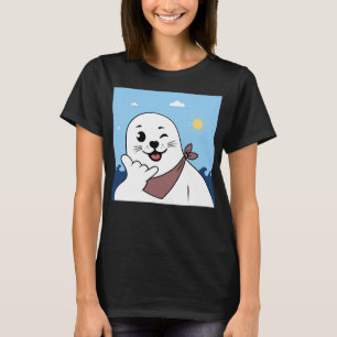 Camiseta Foca guiñando con bandana haciendo el signo Shaka
