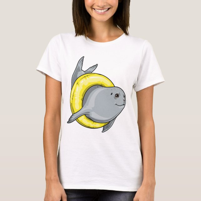 Camiseta Foca Natando Flotador Inflable de Verano (Anverso)