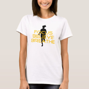 Camiseta Foco cree respirar la aptitud para correr amarilla