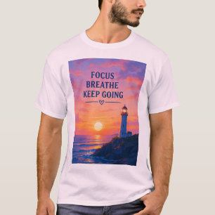 Camiseta Foco Respira Sigue Faro Atardecer