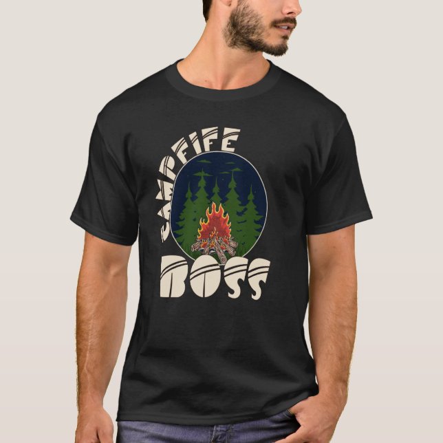 Camiseta Fogata de Campfire Boss Camping al aire libre (Anverso)