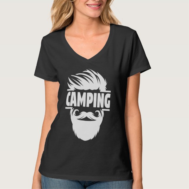 Camiseta Fogata de camping con barba (Anverso)