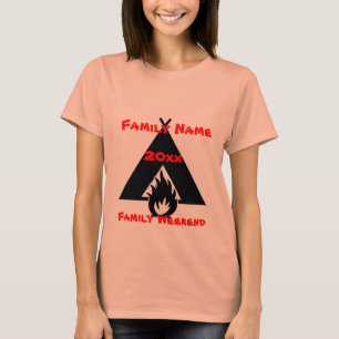 Camiseta Fogata de Reunión Familiar y símbolo de carpas