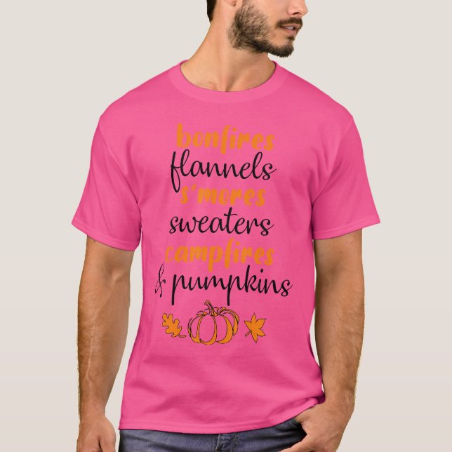 Camiseta Fogatas Flaneles Incendios y Calabaza (Anverso)