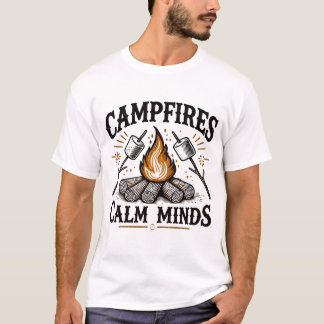 Camiseta Fogatas y mentes tranquilas Diseño de fogatas vint