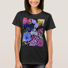 Camiseta Foliage bontárico del fermento floral retro colori