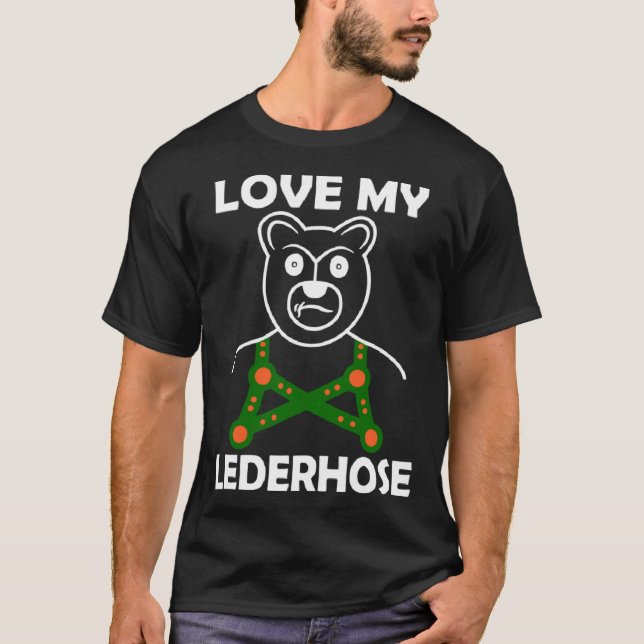 Camiseta folk festival I love my lederhosen bear (Anverso)