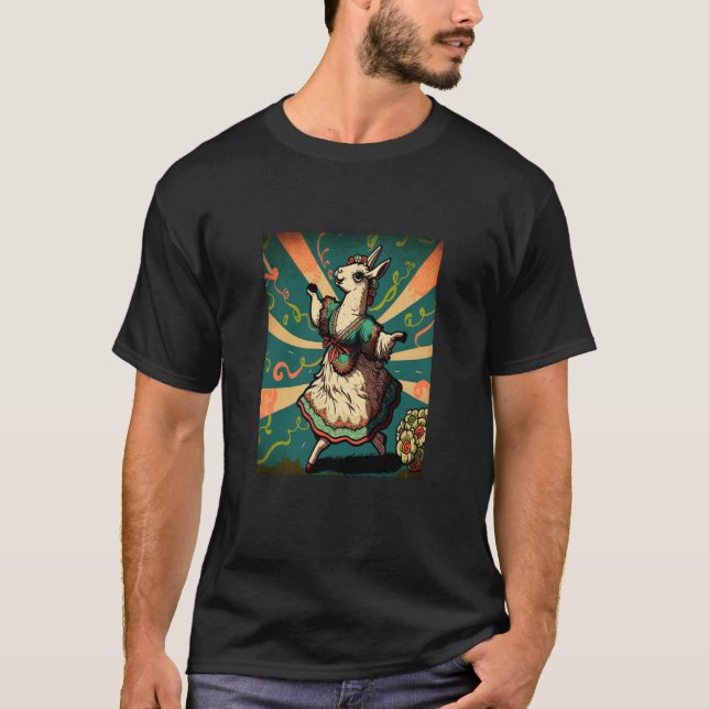 Camiseta Folklore mexicano llama folklore bailando (Anverso)