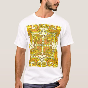 Camiseta Folleto floral amarillo: elegante patrón vintage