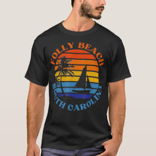 Camiseta Folly Beach South olina Summer Vacation Retro Suns