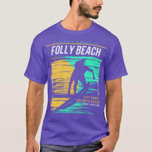Camiseta Folly Beach South olina Vintage Surf Retro Surfing