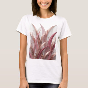 CAMISETA FONDO ABSTRACTO RENDERIZADO EN 3D CON HOJAS METÁLI