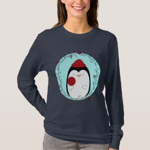 Camiseta Fondo azul del doodle pingüino