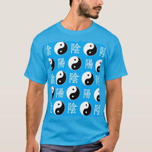 Camiseta Fondo azul Patrón chino de Yinyang