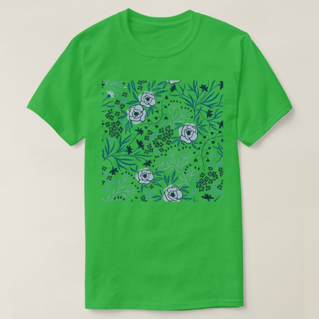Camiseta Fondo blanco del patrón floral (Diseño del anverso)