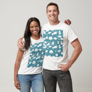 Camiseta  Fondo con patrón de gato lindo en pasteles suaves