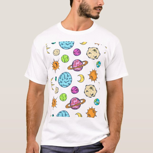 Camiseta Fondo cósmico de Doodles espaciales (Anverso)