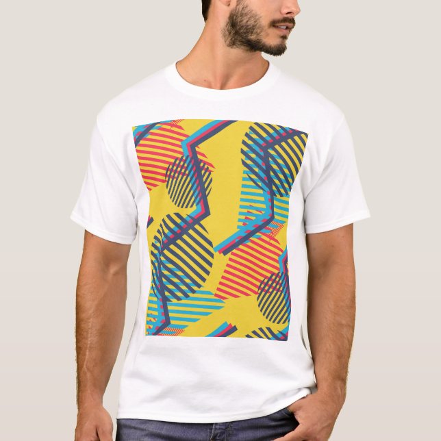 Camiseta Fondo de arte pop, textura geométrica abstracta. (Anverso)