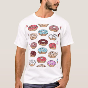 Camiseta Fondo de Donuts multicolor Doodle.