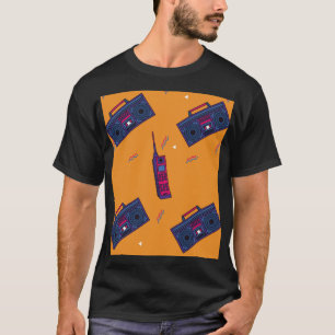 Camiseta Fondo de estilo retro 80, colorido.