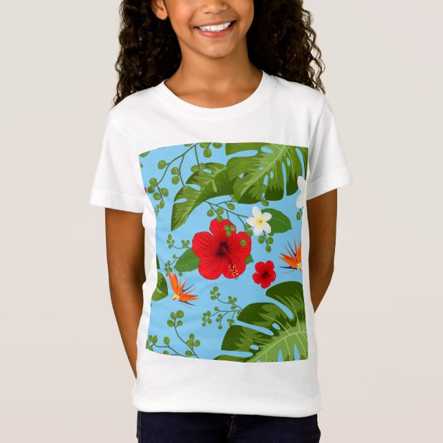 Camiseta Fondo de Flores Tropicales 12 (Anverso)