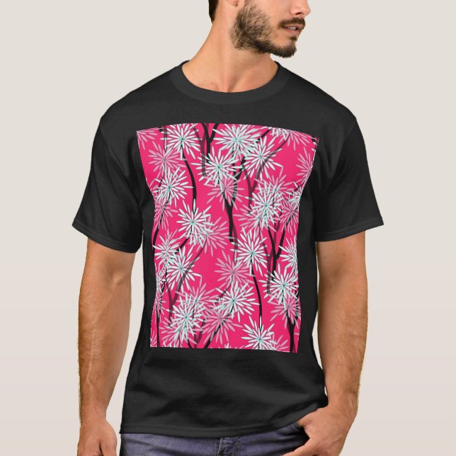 Camiseta Fondo de pantalla floral retro asiático. (Anverso)