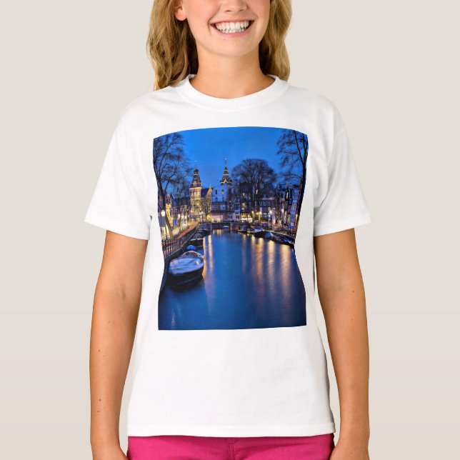 Camiseta Fondo de pantalla nocturno de Ámsterdam-67657 (Anverso)