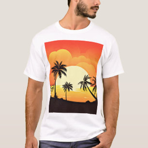 Camiseta Fondo de verano con palmeras-32134