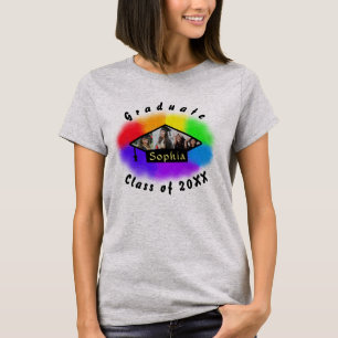 Camiseta Fondo del arco iris del borde de la graduación de 