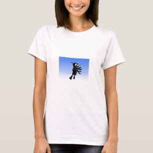 Camiseta Fondo del cielo azul del robot volador negro