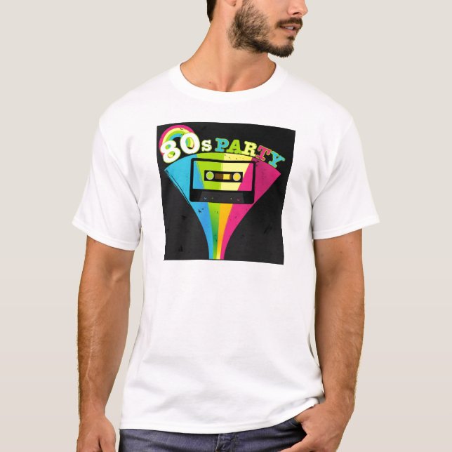 Camiseta fondo del fiesta 80s (Anverso)