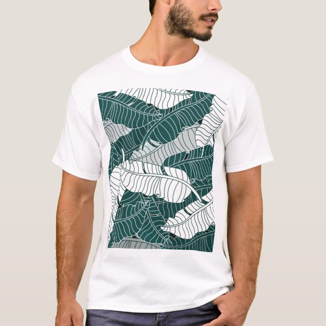 Camiseta Fondo del patrón de hojas de cosecha (Anverso)