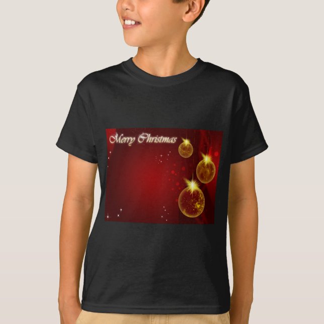 Camiseta Fondo del rojo de las Felices Navidad (Anverso)