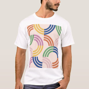 Camiseta Fondo geométrico de curvas retro rayadas