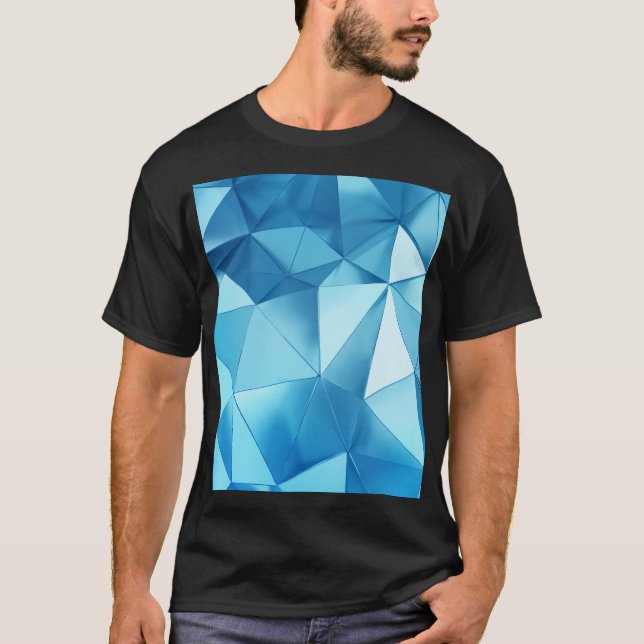 Camiseta Fondo geométrico tridimensional, azul metalizado (Anverso)