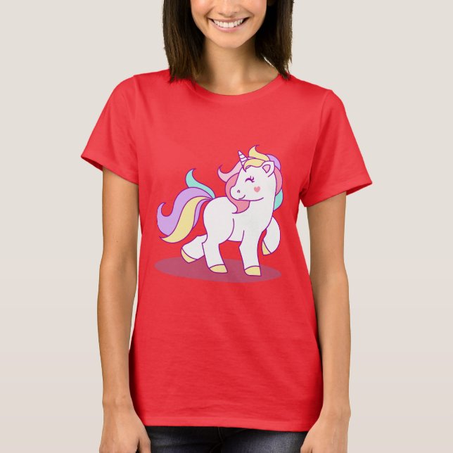 Camiseta Fondo lindo del unicornio (Anverso)