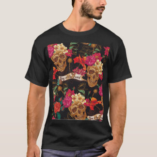 Camiseta Fondo muerto del Día de las Flores de Calavera