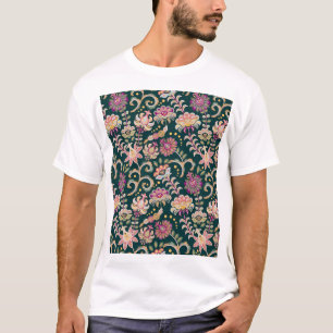Camiseta Fondo Oscuro Rosa Floral Sin Precedentes
