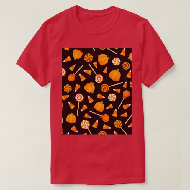 Camiseta Fondo sin inconvenientes con los dulces de Hallowe (Diseño del anverso)