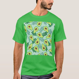 Camiseta Fondo verde claro hojas de aguacate maduras