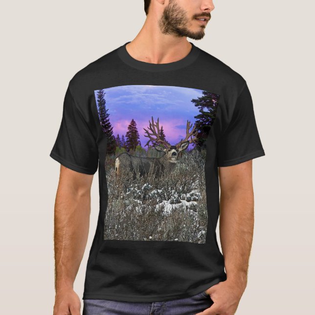 Camiseta Fondos del personalizado del ciervo mula (Anverso)