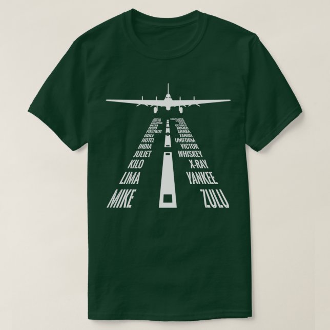 Camiseta Fonética de aterrizaje del piloto de la fortaleza  (Diseño del anverso)