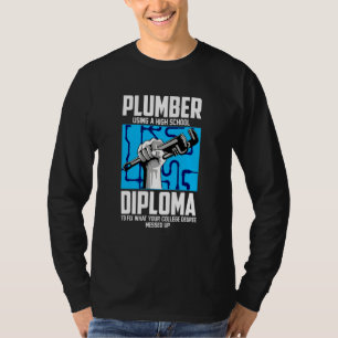 Camiseta Fontanero para instalador de tuberías con diploma 