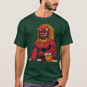 Camiseta Foo Dog Design Oriental Chinese Guardian Lions Shi
