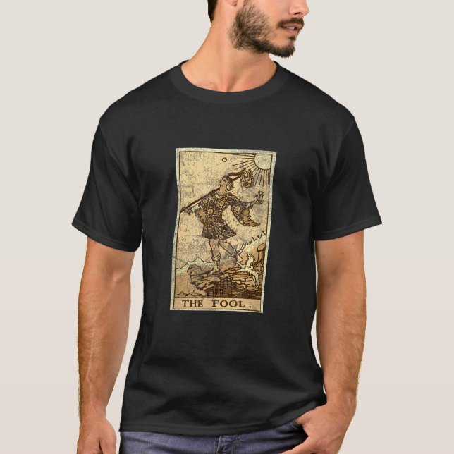 Camiseta Fool Tarot Card Cartomancy Divination Black Unisex (Anverso)