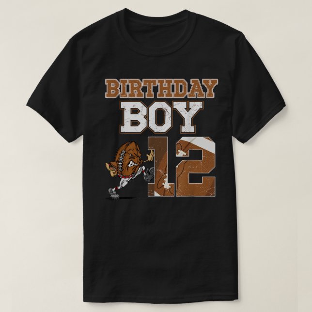 Camiseta Football 12th Birthday Party Decorations For Boys  (Diseño del anverso)