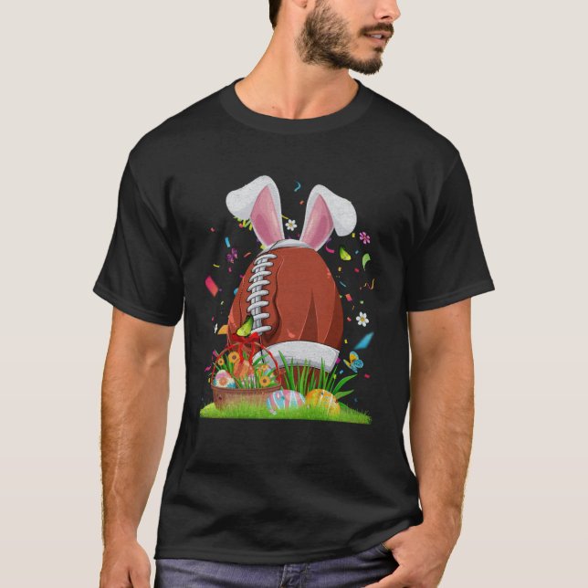 Camiseta Football Ball With Bunny Ears Easter Day Men Boys  (Anverso)